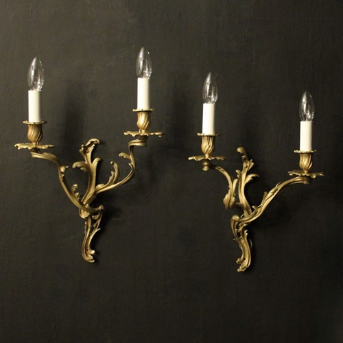 French Gilded Bronze Antique Wall Sconces