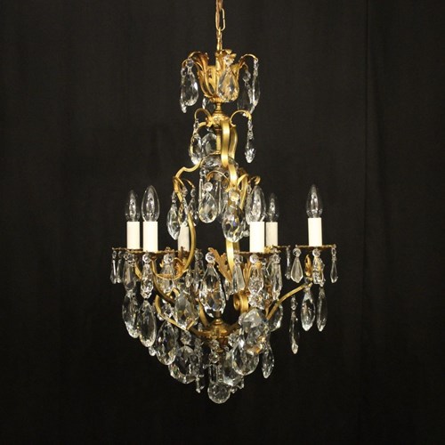 French Gilded Birdcage Antique Chandelier