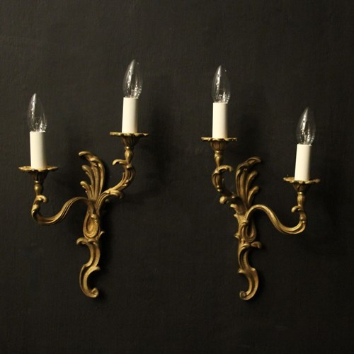 French Pair Of Gilded Bronze Antique Wall Lights