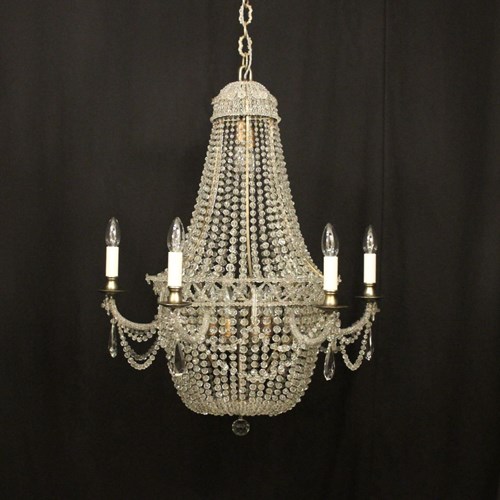 French Silver Gilt Tent & Waterfall Antique Chandelier