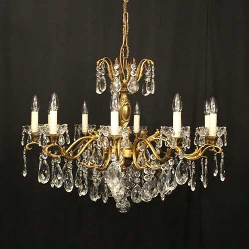 French Gilded 10 Light Antique Chandelier