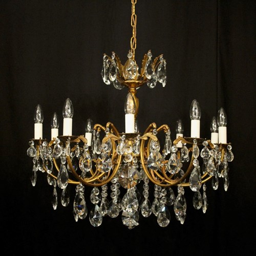 French Gilded 10 Light Antique Chandelier