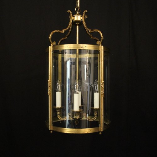 French Gilded Four Light Convex Hall Lantern