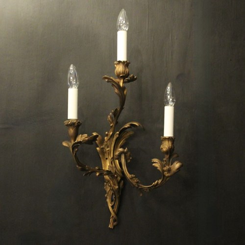 French Gilded Bronze Antique Wall Sconce