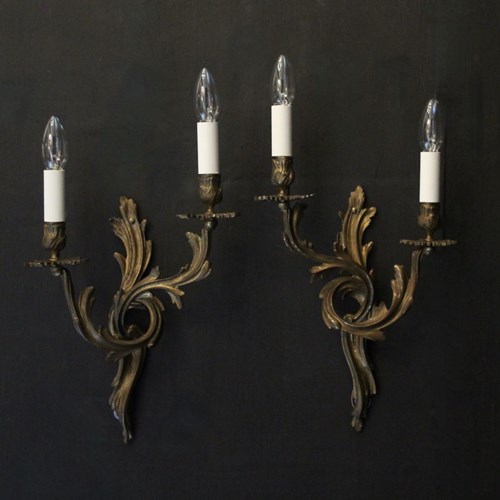 French Gilded Bronze Antique Wall Sconces