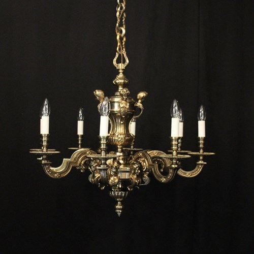 French Gilded Bronze 8 Light Chandelier
