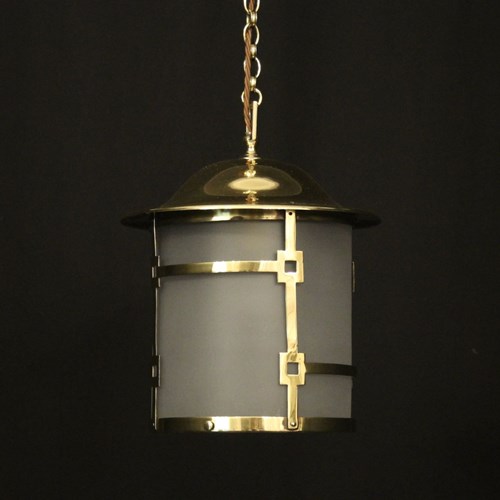 English Art Deco Single Light Antique Lantern