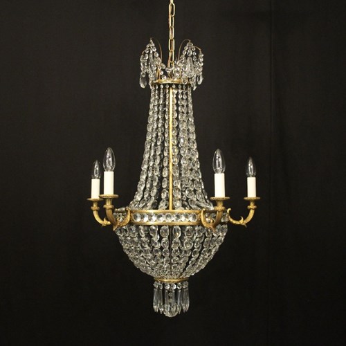 French Gilded 5 Light Tent & Waterfall Chandelier