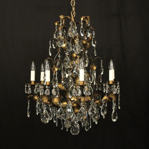 Italian Florentine 11 Light Antique Chandelier