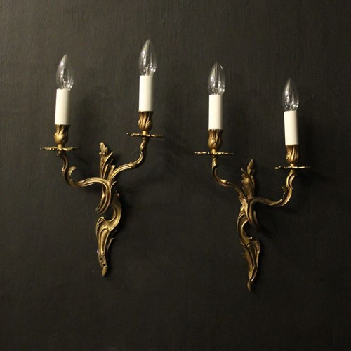 French Pair Of Gilded Antique Wall Lights
