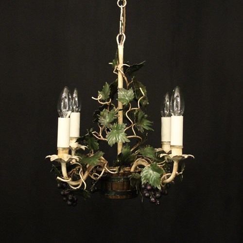 French Toleware Four Light Grape Chandelier
