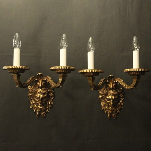 French 19Th C Bronze Antique Wall Sconces