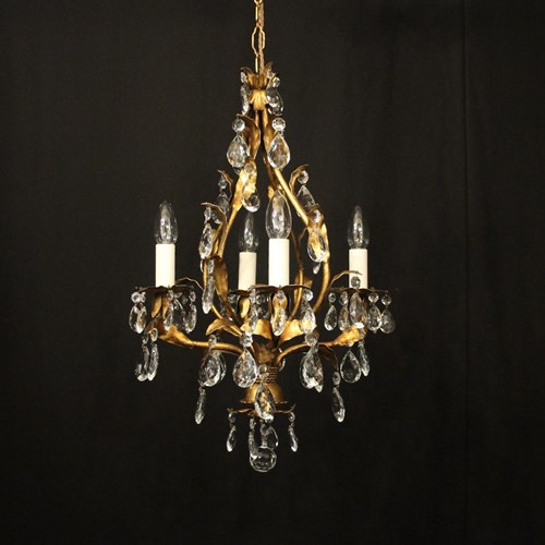 Italian Florentine 4 Light Leaf Chandelier