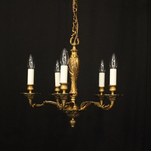 French Gilded Bronze 6 Light Antique Chandelier
