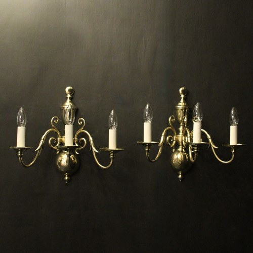English Pair Of Brass Antique Wall Lights