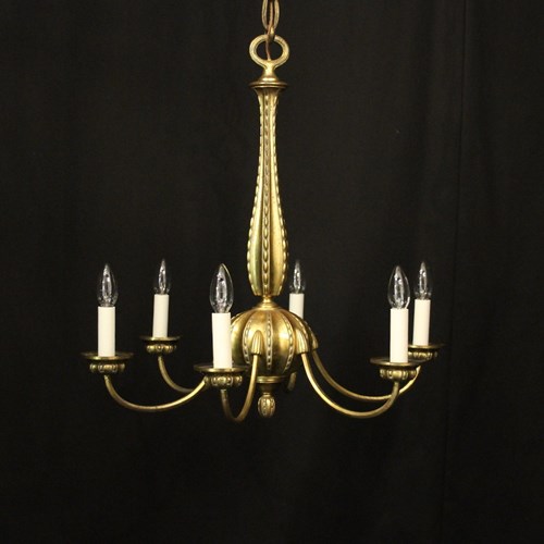 French Gilded Bronze 6 Light Antique Chandelier