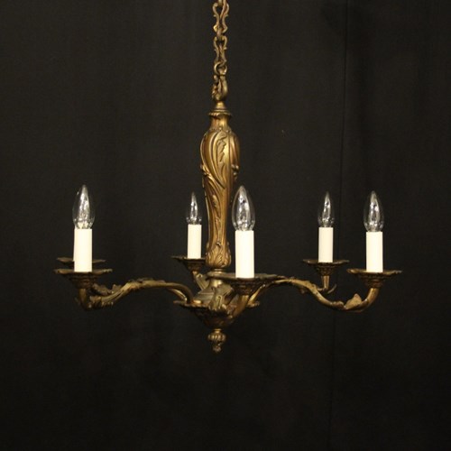 French Gilded Bronze 6 Light Antique Chandelier