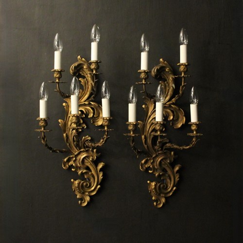 French Pair Of Gilded Antique Wall Lights