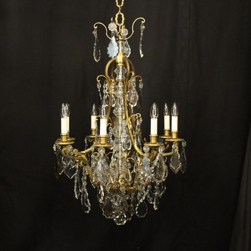 French Gilded Bronze 12 Light Antique Chandelier