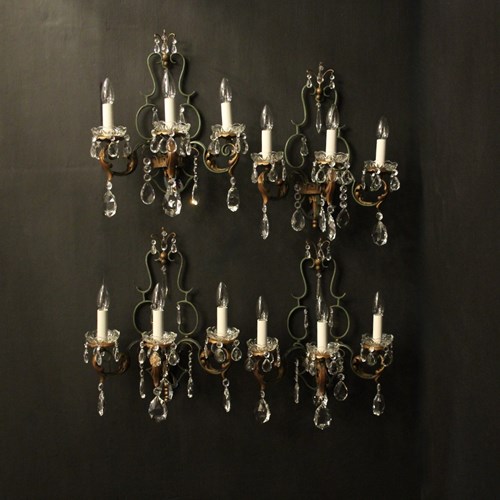 French Set Of 4 Arm Wrought Iron Wall Lights