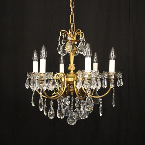 French Gilded 6 Light Antique Chandelier