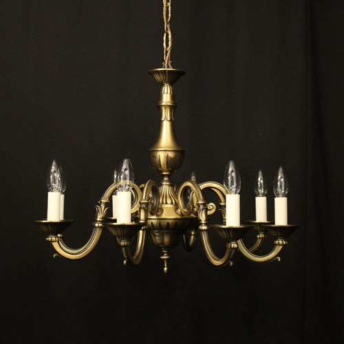 French Brass 8 Light Chandelier