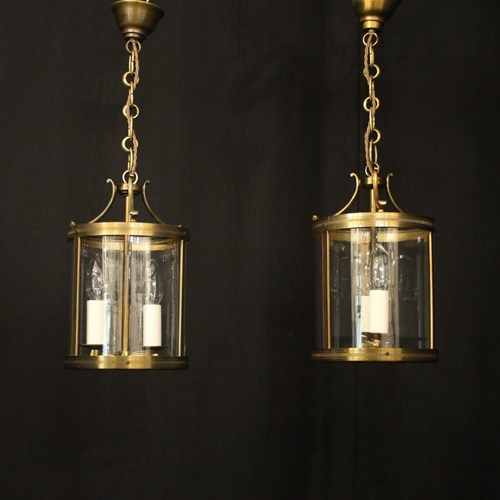 French Small Pair Of Gilded Antique Lanterns