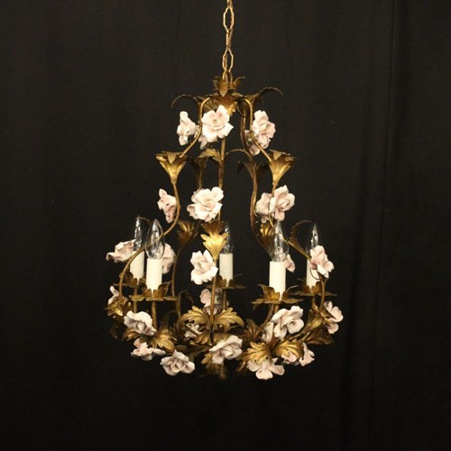 French Toleware 5 Light Flower Chandelier
