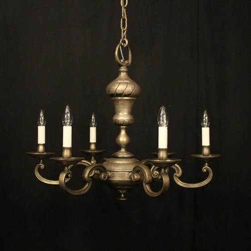 French Silver Gilded 6 Light Antique Chandelier