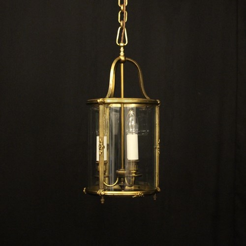 French Bronze Triple Light Antique Hall Lantern