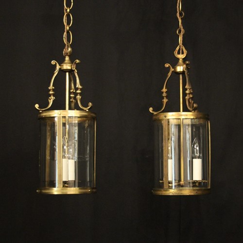 French Pair Of Convex Antique Lanterns