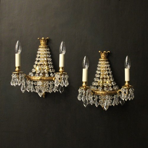 French Pair Of Gilded Bronze Wall Lights