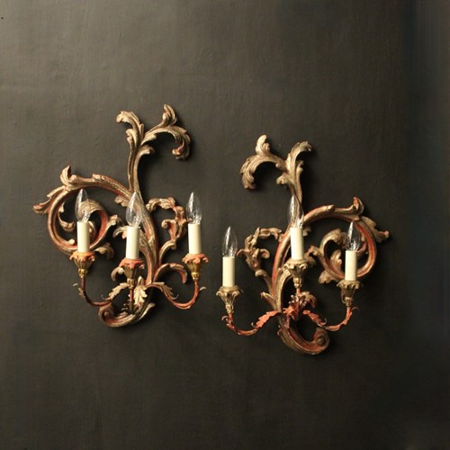 Florentine Giltwood Triple Arm Wall Lights