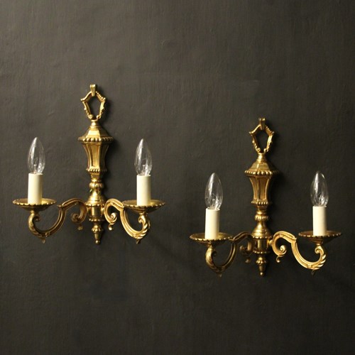 French Pair Of Gilded Antique Wall Lights