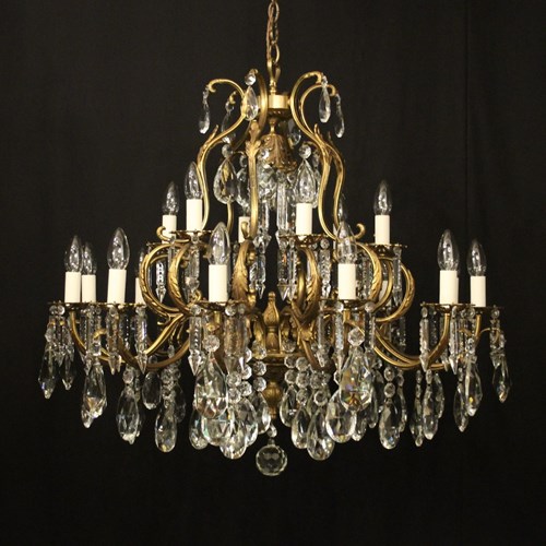 French 19 Light Gilded Antique Chandelier