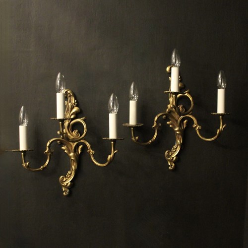 French Pair Of Gilded Antique Wall Lights