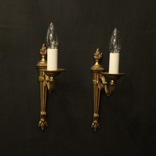 French Pair Of Gilded Single Arm Wall Lights