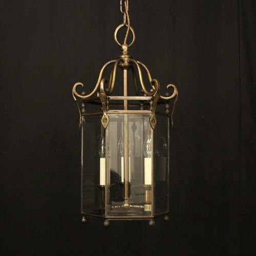 French Triple Light Antique Hall Lantern
