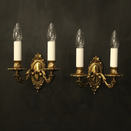 English Small Pair Of Gilded Antique Wall Lights