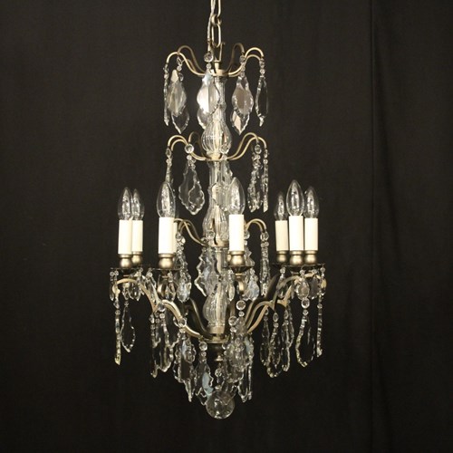 French Silver Gilded Antique Chandelier
