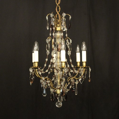 French Gilded 6 Light Antique Chandelier