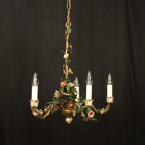 French Toleware Five Light Antique Chandelier