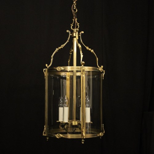 French Gilded Bronze Convex Hall Lantern