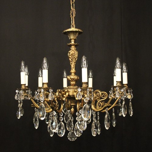 French Gilded 10 Light Antique Chandelier