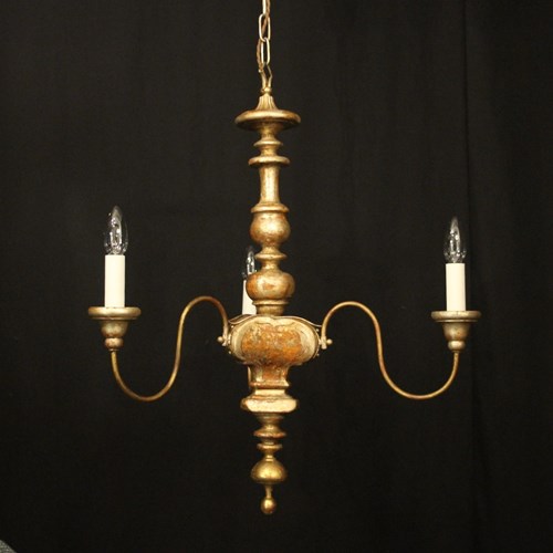 Florentine Triple Light Giltwood Chandelier