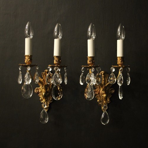French Pair Twin Arm Antique Wall Lights