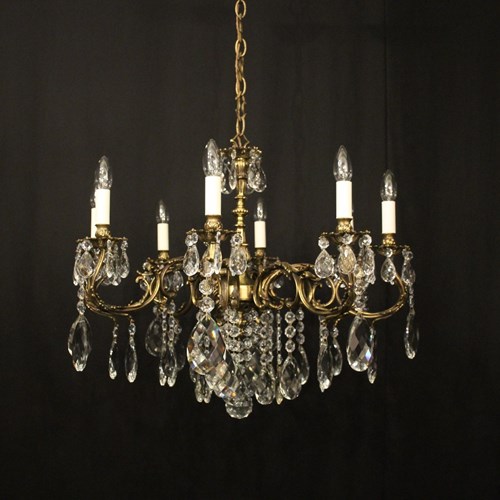 French Gilded 8 Light Antique Chandelier