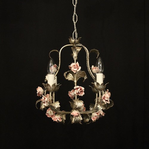 French Toleware 4 Light Flower Chandelier