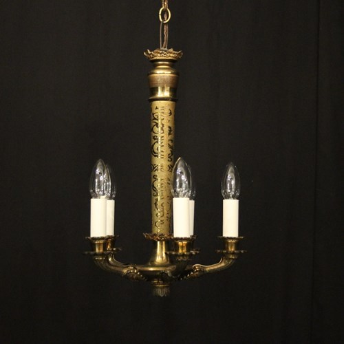 French Gilded Bronze 5 Light Antique Chandelier