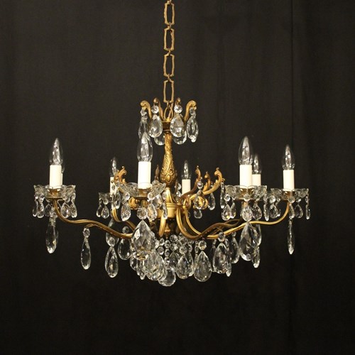 French Gilded 8 Light Antique Chandelier